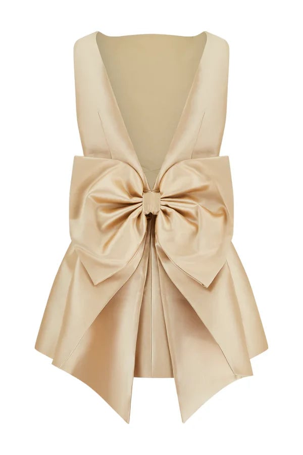 ODD MUSE THE ULTIMATE MUSE BOW DETAILS MINI DRESS - GOLD photo 3