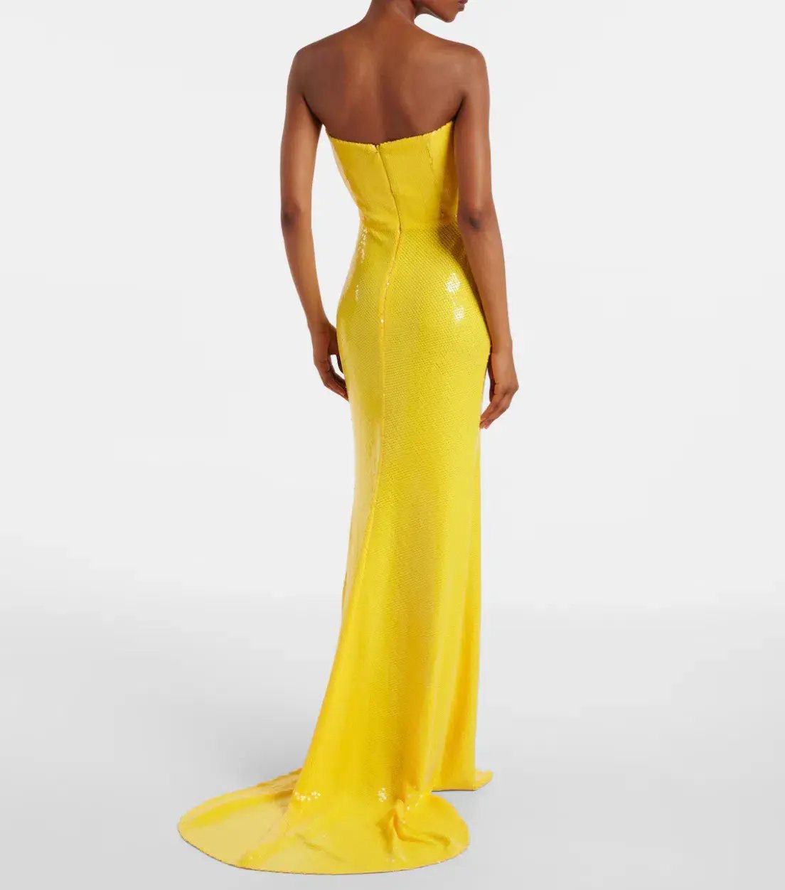 Alex Perry Strapless Sequined Corset Maxi Gown Yellow Size AU 6 photo 2