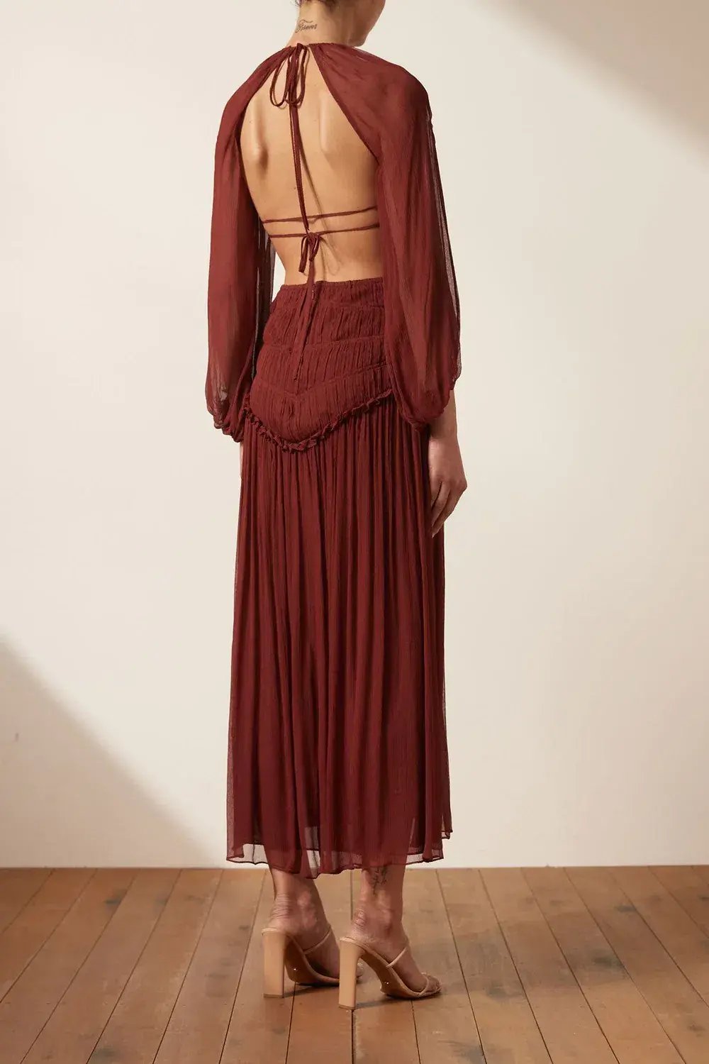 Shona Joy Safira Cut Out Backless Midi Dress in Sangria Size 14 photo 3
