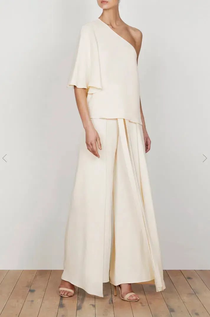 Shona Joy Lautner One Shoulder Top and Palazzo Pants Set Cream Size 8 photo 6