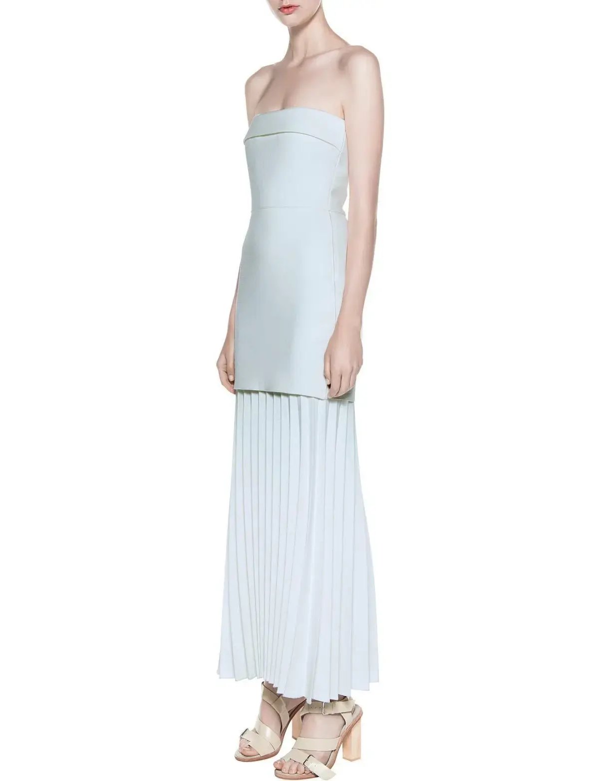 Dion Lee Linear Crepe Pleat Strapless Dress Powder Blue Size 8 photo 2