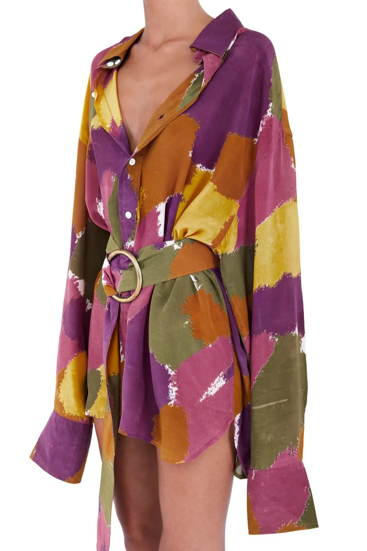 Bamba Titan Shirt Dress Dry Brush Print Size S/M photo 5