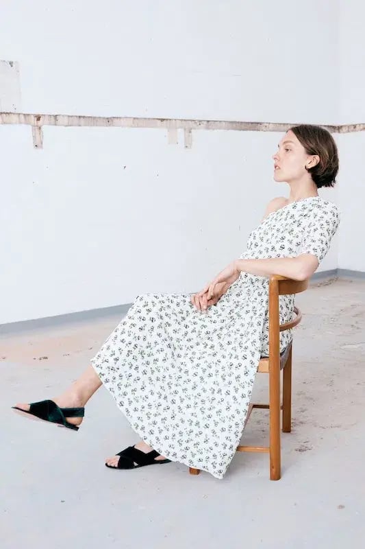 Emilia Wickstead  Kyle One Shoulder Crepe Midi Dress Floral Size 8 photo 4