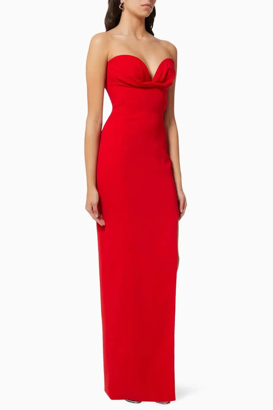 Monot Strapless Side-Slit Crepe Gown Red Size 6 photo 2