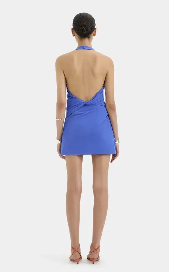 Sir the Label Sol Halter Mini Dress Cobalt Size 4 photo 2