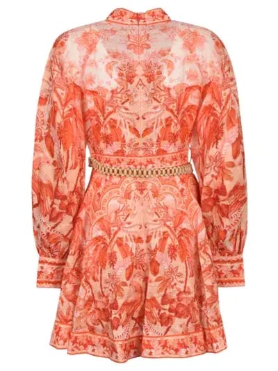 Zimmermann The Lyre Billow Sleeve Mini Dress in Red Palm Size 12 photo 4