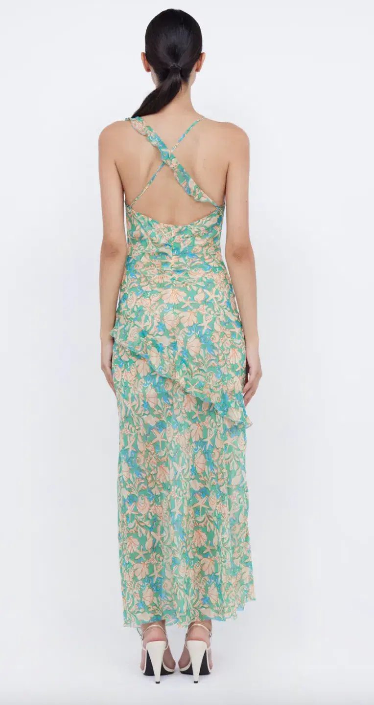 Bec & Bridge Oasis Frill Maxi Dress Under The Sea Print Size 6 photo 2