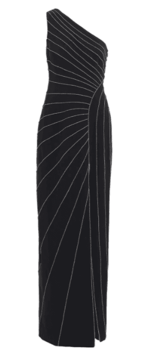 Halston Heritage One-Shoulder Metallic-Trimmed Crepe Gown Size 10 photo 3