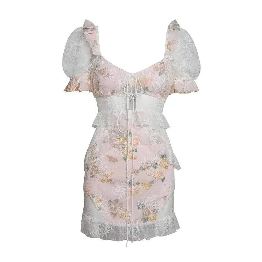 For Love and Lemons Nola Mini Romantic Pink Lace Dress Blush Size S/ AU 8 photo 3