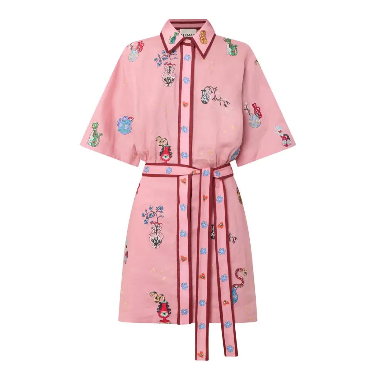 ALEMAIS Timmy  Embroidered Mini Dress Pink Size 10 AU photo 12