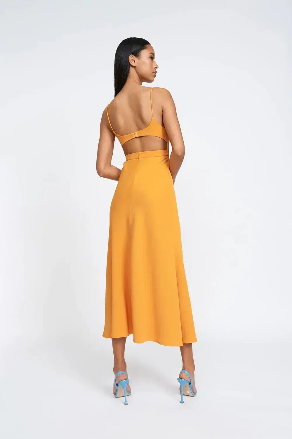 By Johnny Callia Wire Midi Dress in Apricot Orange Size 6 photo 3