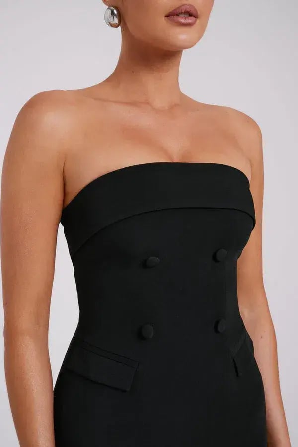 Meshki Abbie Strapless Suiting Maxi Dress Black Size 8 photo 4