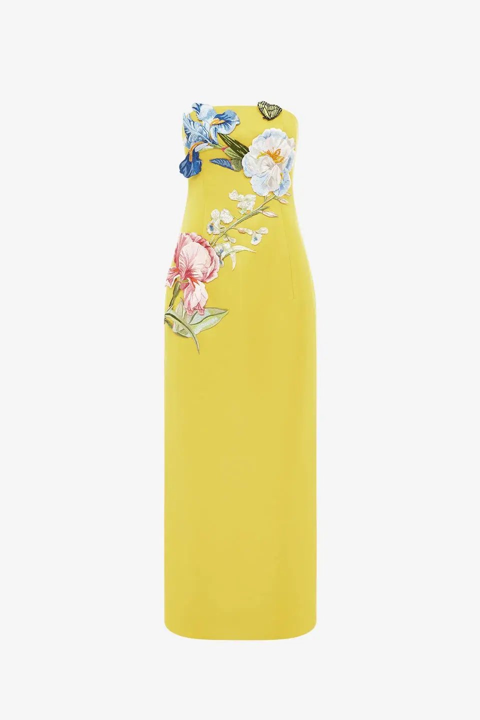 Leo Lin Rayna Applique Floral Bustier Maxi Dress Mustard Size AU 10 photo 3