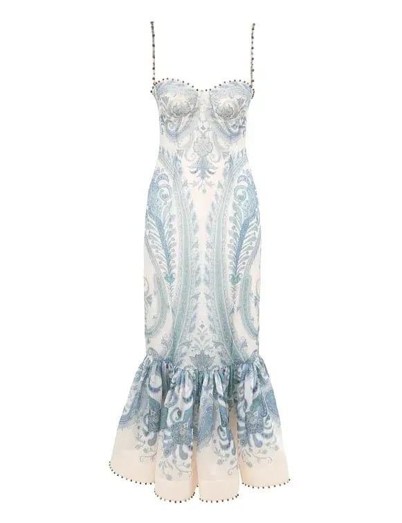 Zimmermann Illuminate Gown Turquoise Paisley Size 12 photo 4