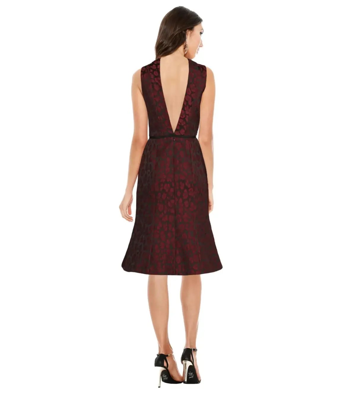 Camilla and Marc Monochrome Knee-Length Dress Burgundy Print Size AU 12 photo 2