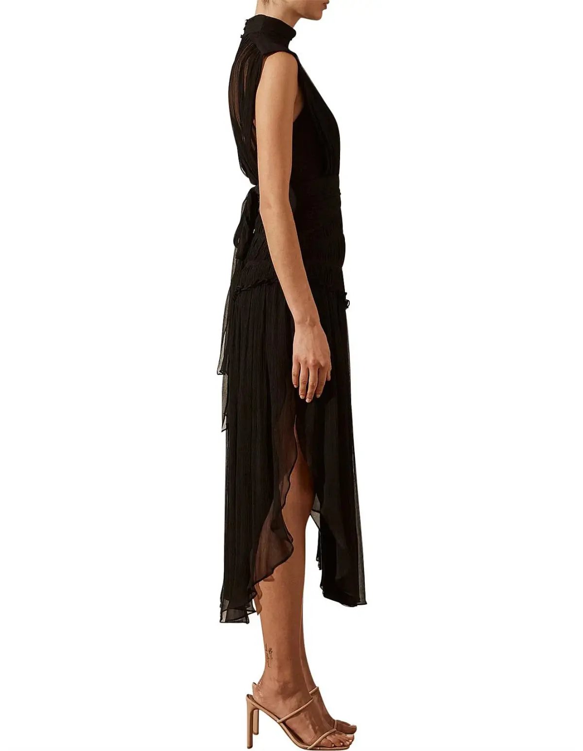 Shona Joy Safira Sleeveless Open Back Midi Dress Black Size 12 photo 2