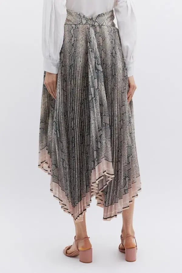 Zimmermann Corsage Pleat Bodice and Twist Front Skirt Set Python Size 1 / Au 10 photo 3