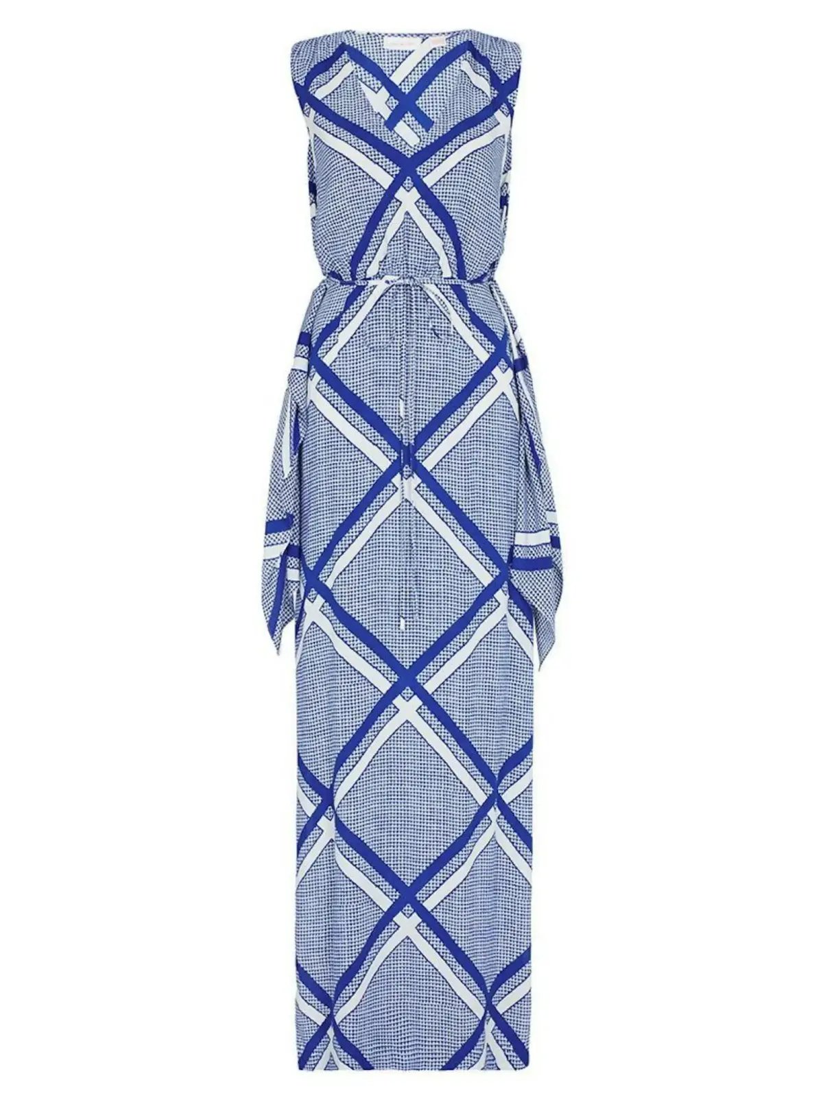 Sass & Bide The Flight Geometric Maxi Dress Blue/White Size AU 12 photo 4