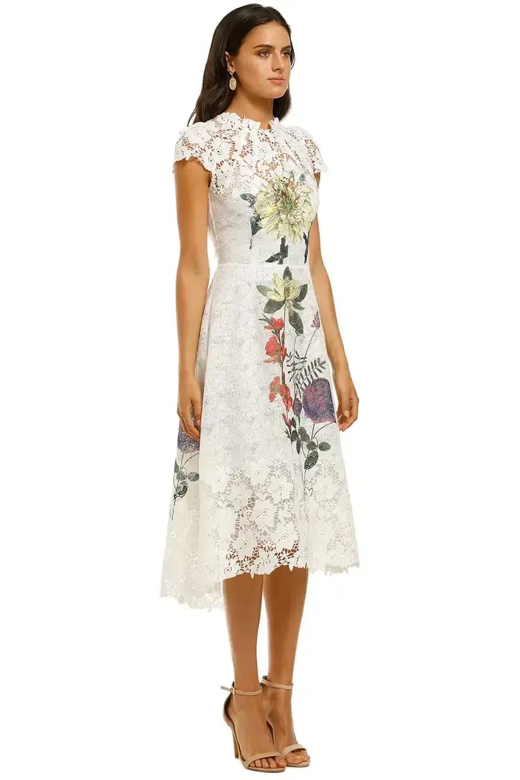 Moss and Spy Fleur Dress  Ivory Print Size 12 photo 2