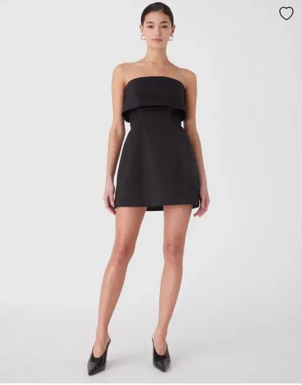 Misha Jemma Mini Fold Over Strapless Dress in Black Size 8/S photo 2