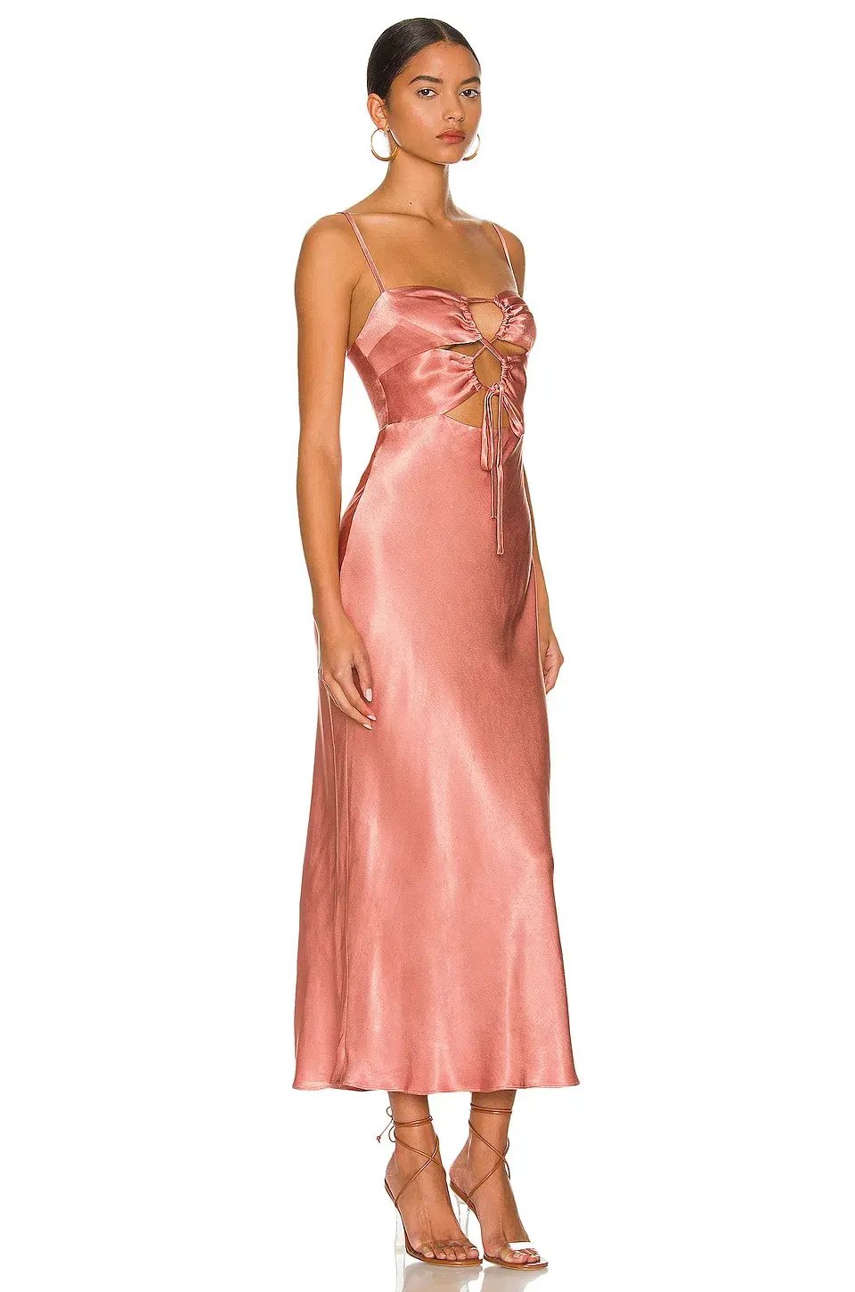 Shona Joy Eloise Lace Up Midi Dress Rose Size 10 photo 2