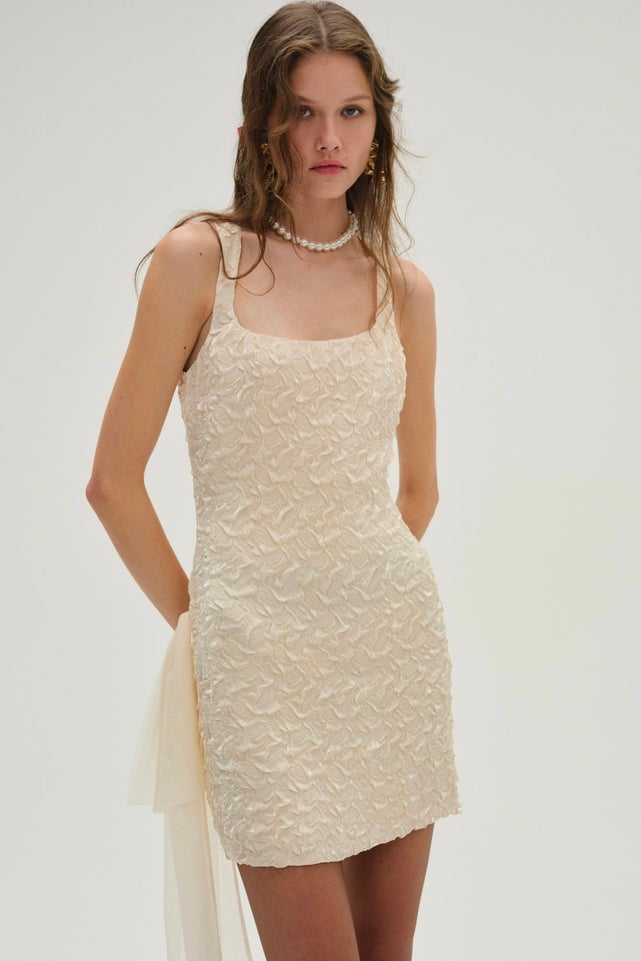 For Love and Lemons Frosted Organza Mini Dress - Cream photo 2