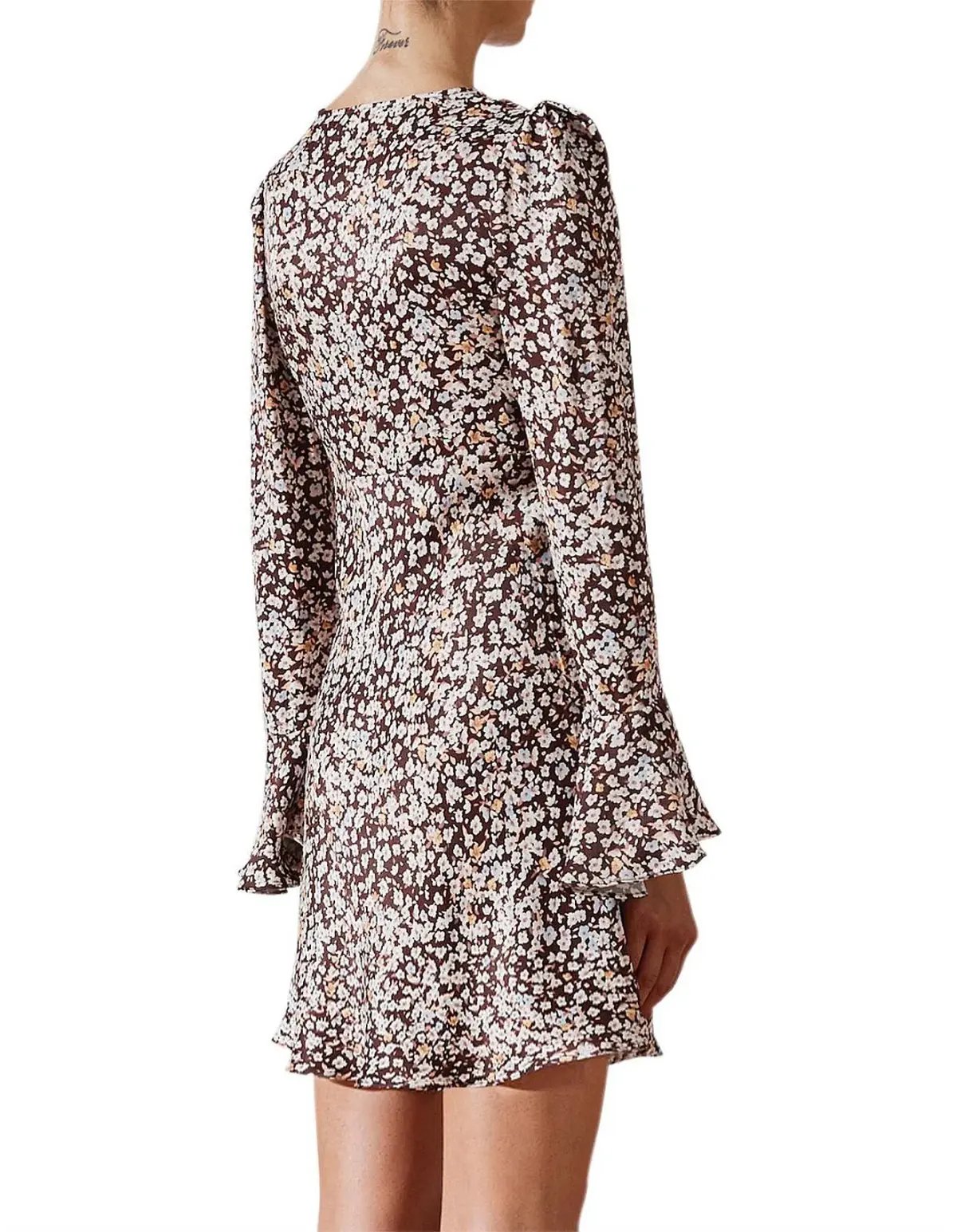 Shona Joy Billie Frill Cuff Bias Mini Dress Floral Size M / AU 10 photo 3