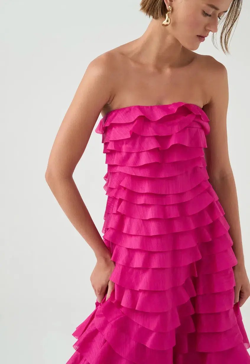 Aje Fleur Pleated Gown Magenta Size 10 photo 7