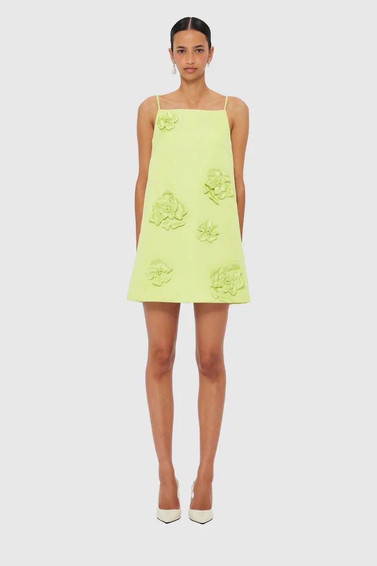 Leo Lin Leia Petal Mini Dress - Chartreuse photo 2