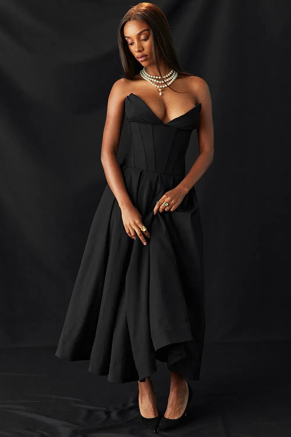 House Of CB Lady Strapless Midi Dress Black Size M / AU 10 photo 4