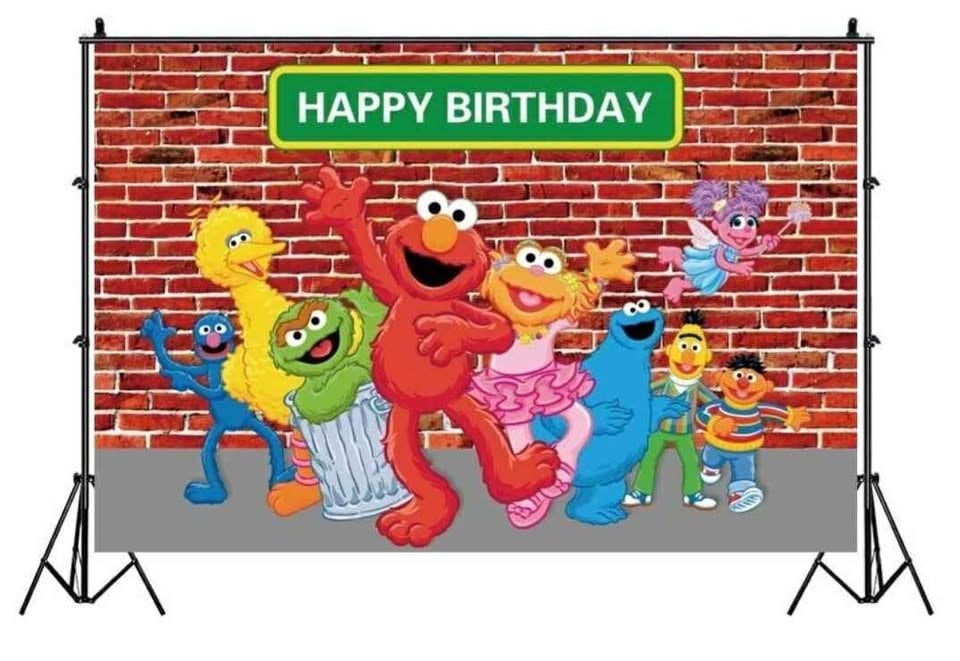 **HIRE** Elmo Happy Birthday Backdrop Banner 2m by 3m photo 3