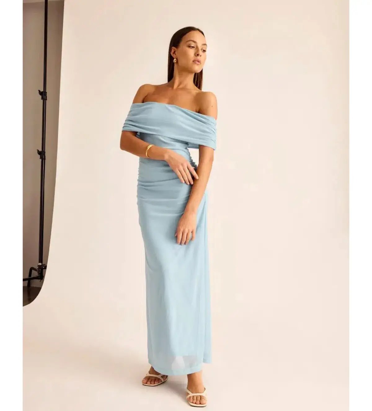 Kookai Bolt Off Shoulder Midi Dress Powder Blue Size AU 6 photo 4