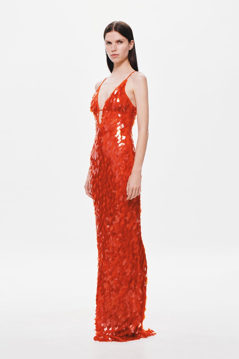 MISHA COLLECTION SAPPHIRE SEQUIN MAXI DRESS - RED photo 3