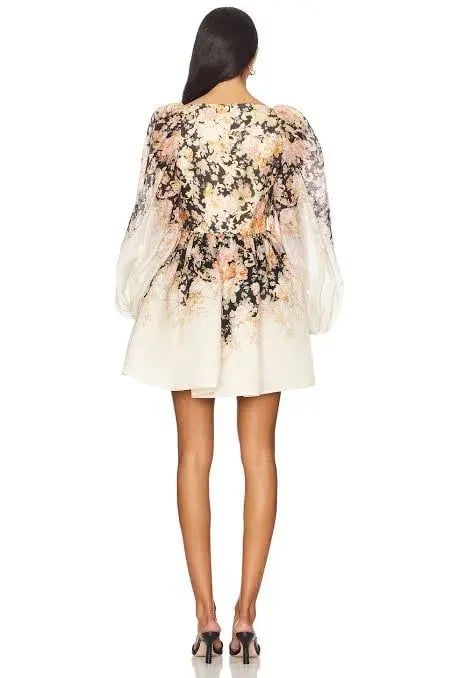 Zimmermann illustration Draped Mini Dress Tea Rococo Floral 2 / AU 12 photo 2