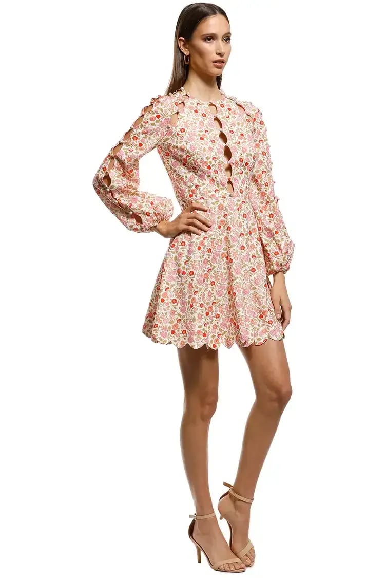 Zimmermann Goldie Scallop Short Dress Floral Size 14 AU photo 2