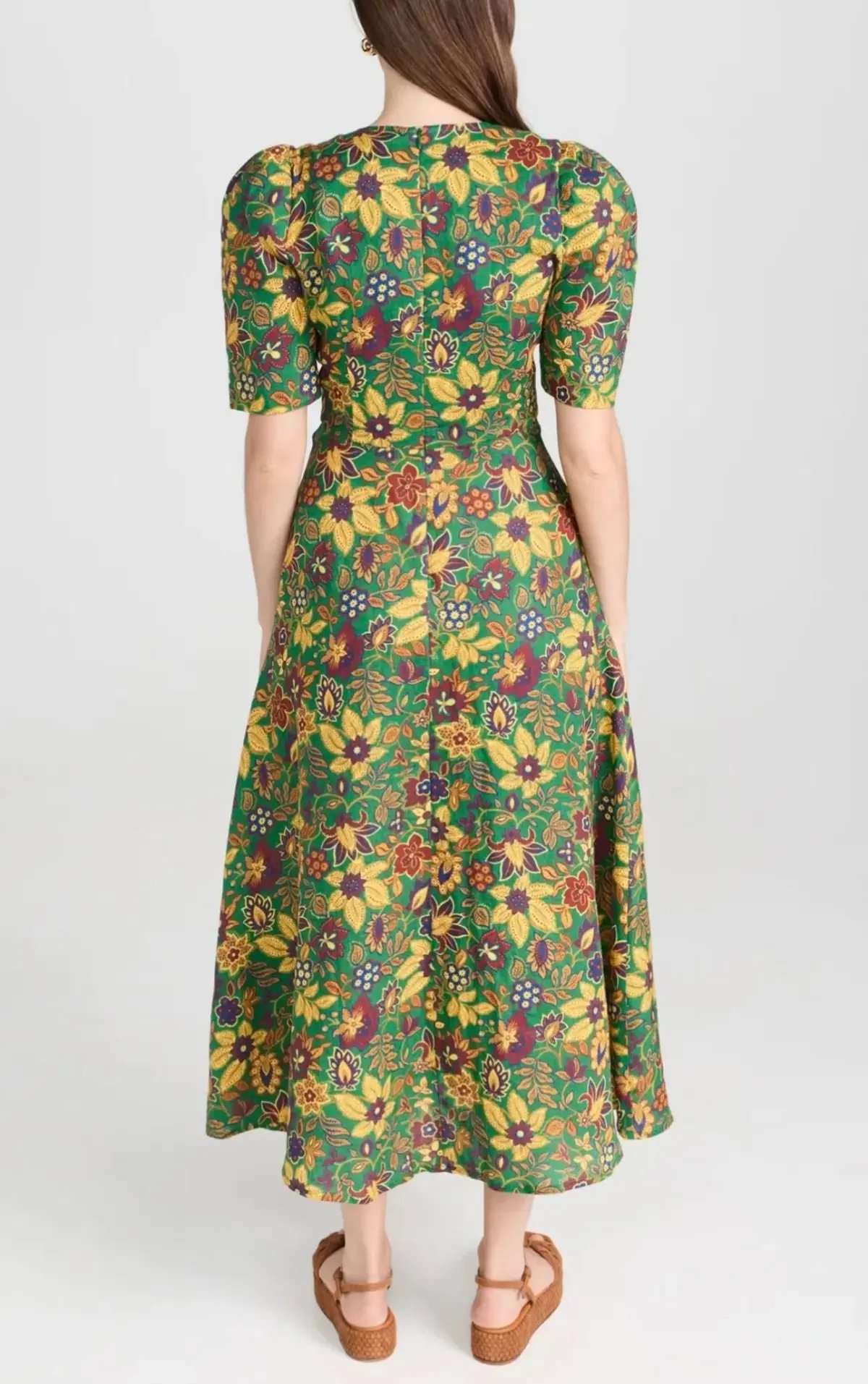 Alemais Isabella V Floral Midi Dress Green Size 8 photo 5