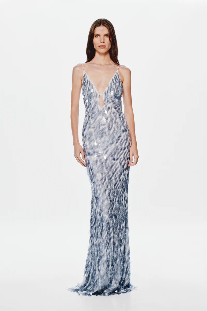 Misha Collection Sapphire Sequin Maxi Dress - Dove Grey photo 4