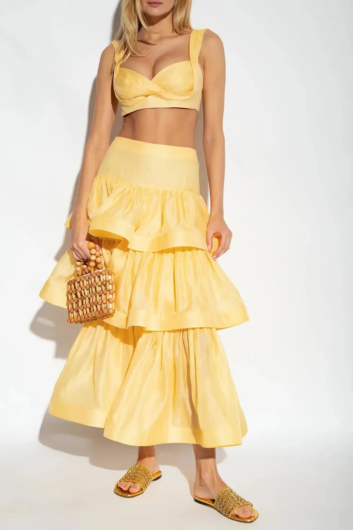 Zimmermann Coaster Bralette and Tiered Skirt in Set Butter Size 1/AU 10 photo 3