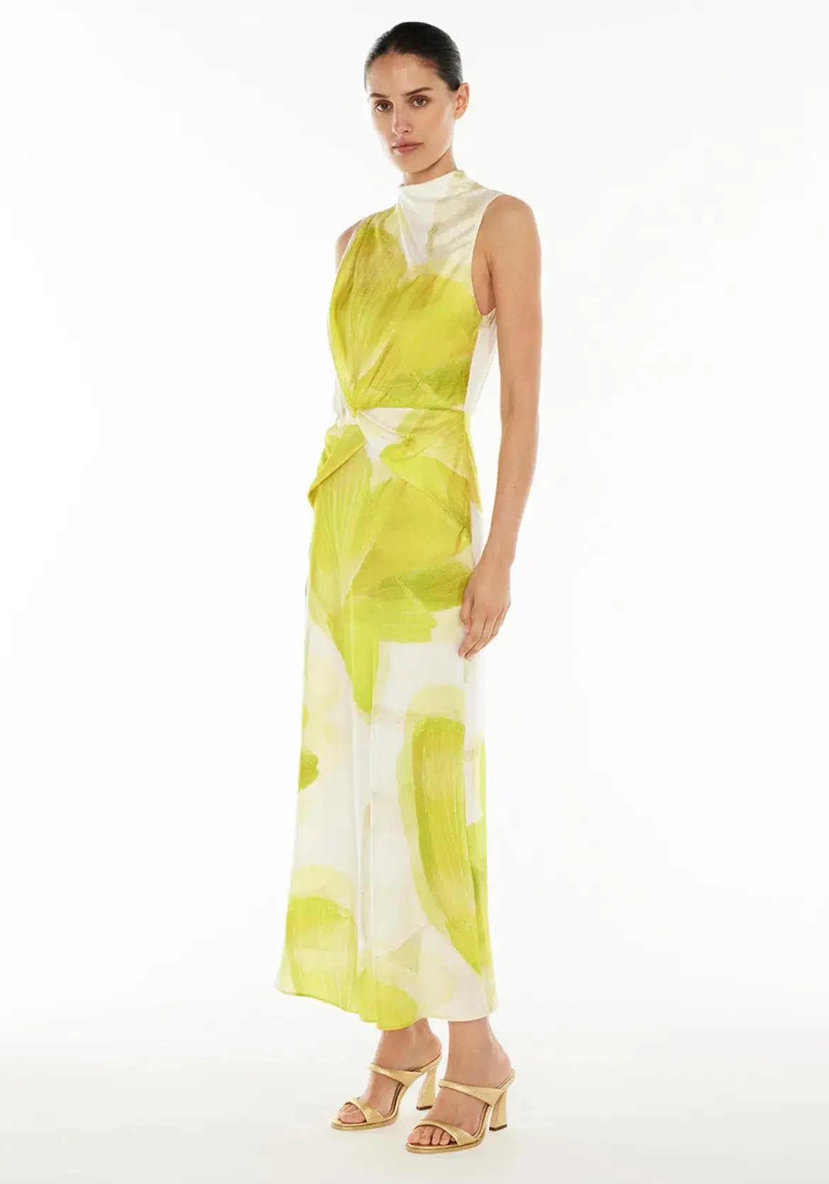 Manning Cartell Levitating Butterflies Drape Midi Dress Yellow/White Print Size 12 photo 2
