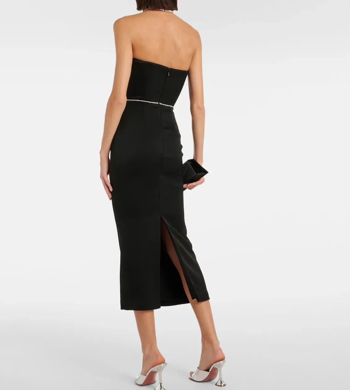 Alex Perry Crystal-embellished Satin Midi Dress Black Size 8 photo 4