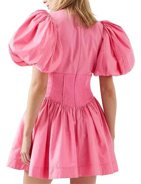 Aje Gianna Puff Sleeve Mini Dress Pink Size 8 / S photo 3
