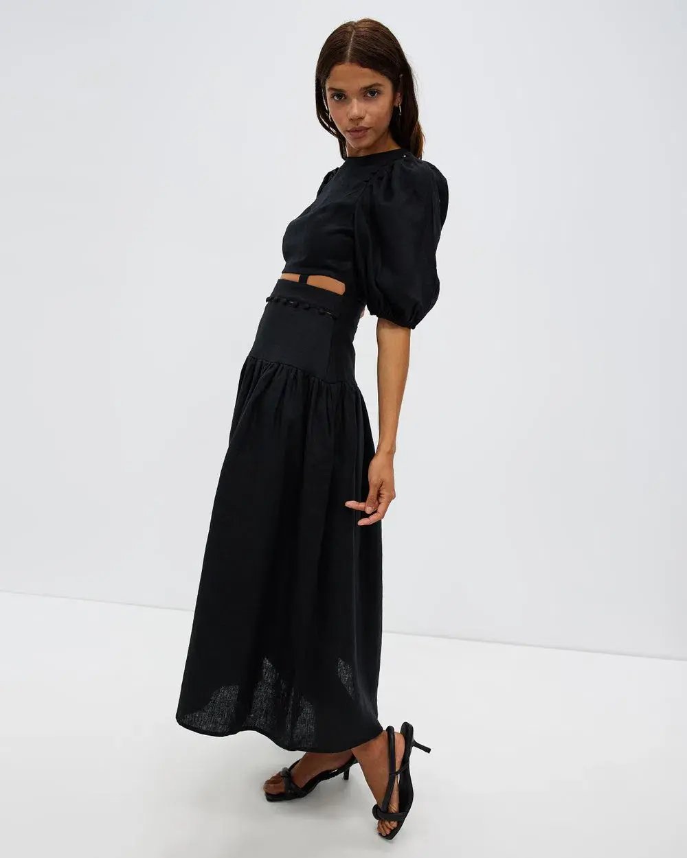 AERE Button Detail Maxi Dress photo 2