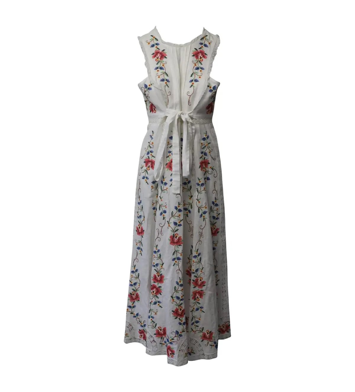 Zimmermann Laelia Cross Stitch Maxi Dress in White Floral Size 1/AU 10 photo 3