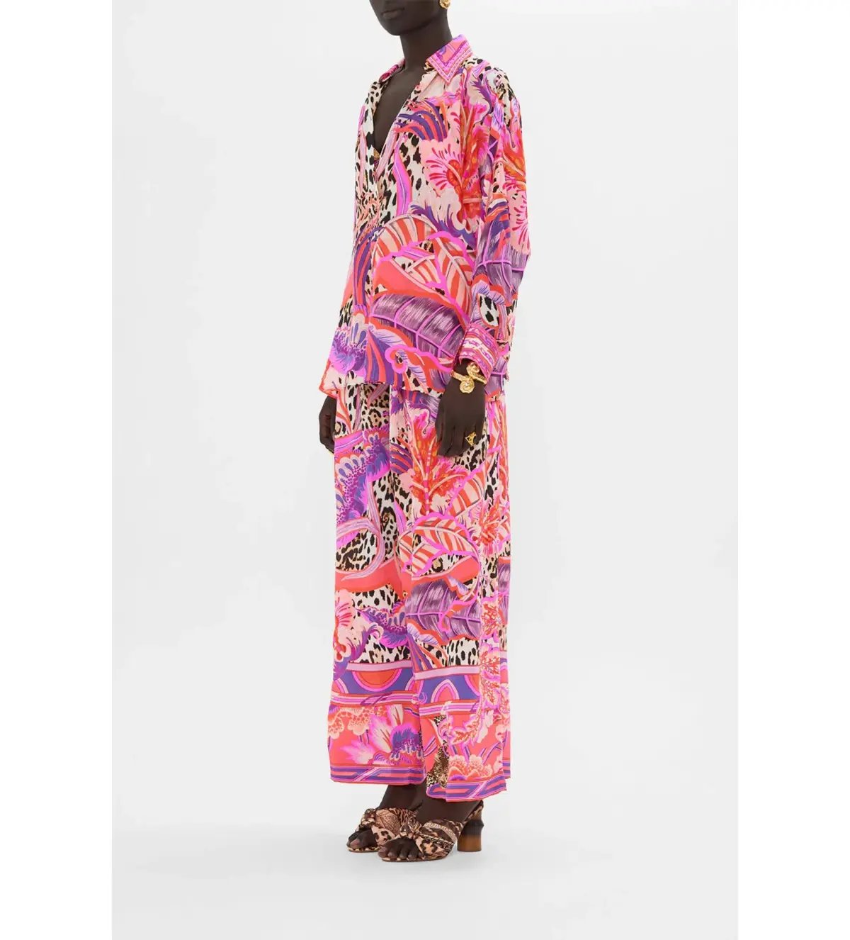 Camilla Viola Vintage Wing Collar Blouse Size XL AU 16 and Tuck Front Pant Size XXL AU 18 Set Multi Print photo 4