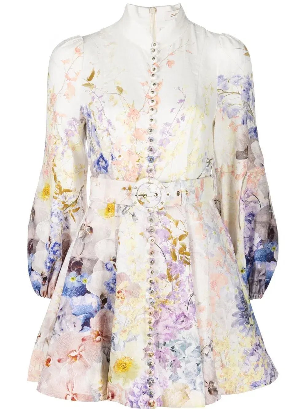 Zimmermann The Rhythmic Buttoned Mini Dress Citrus Garden Size 10 photo 3