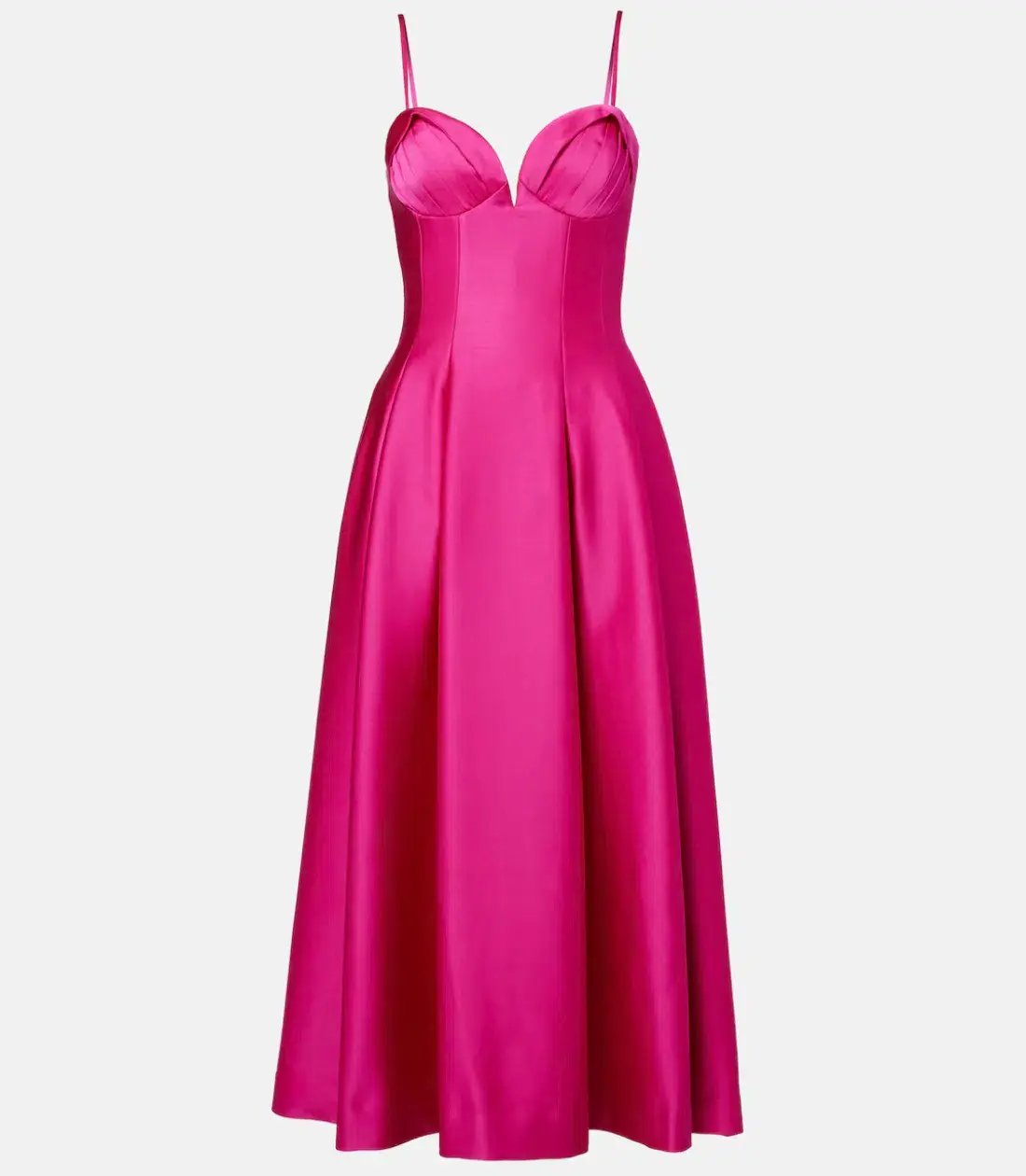 Rebecca Vallance Saskia Pleated Satin Maxi Dress Pink AU 16 photo 4