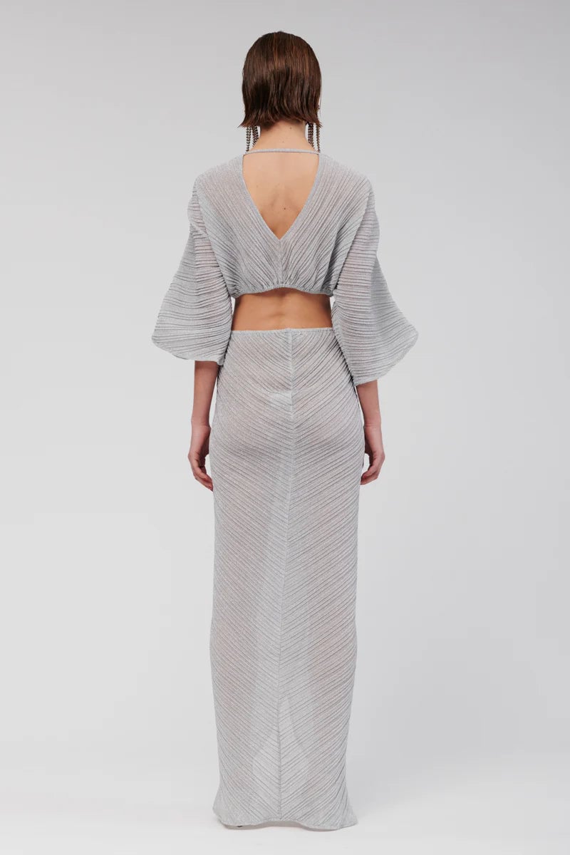 SUBOO STEVIE CROSSOVER MAXI DRESS - SILVER photo 3
