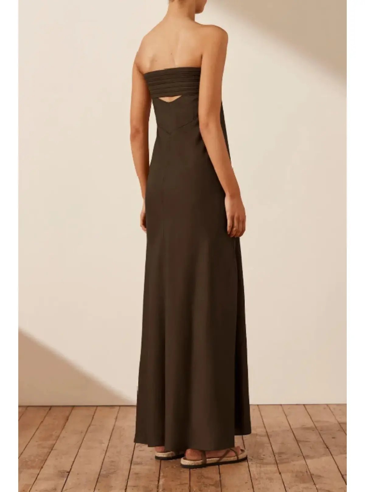 Shona Joy Corded Strapless Maxi Dress Brown Size AU 8 photo 3
