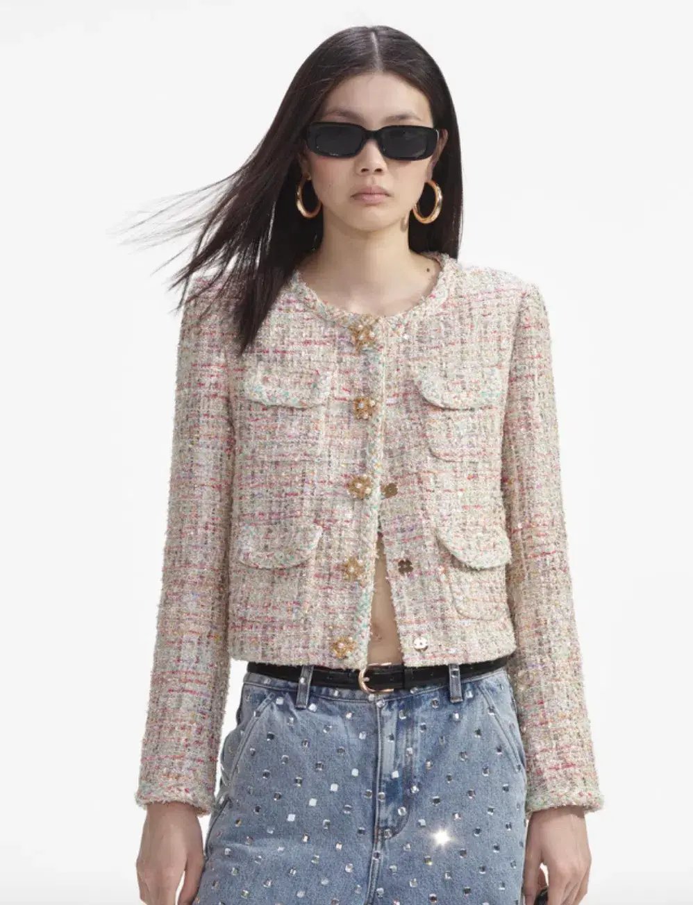 Self Portrait Pastel Boucle Boxy Jacket Multi Size UK / AU 4 photo 5