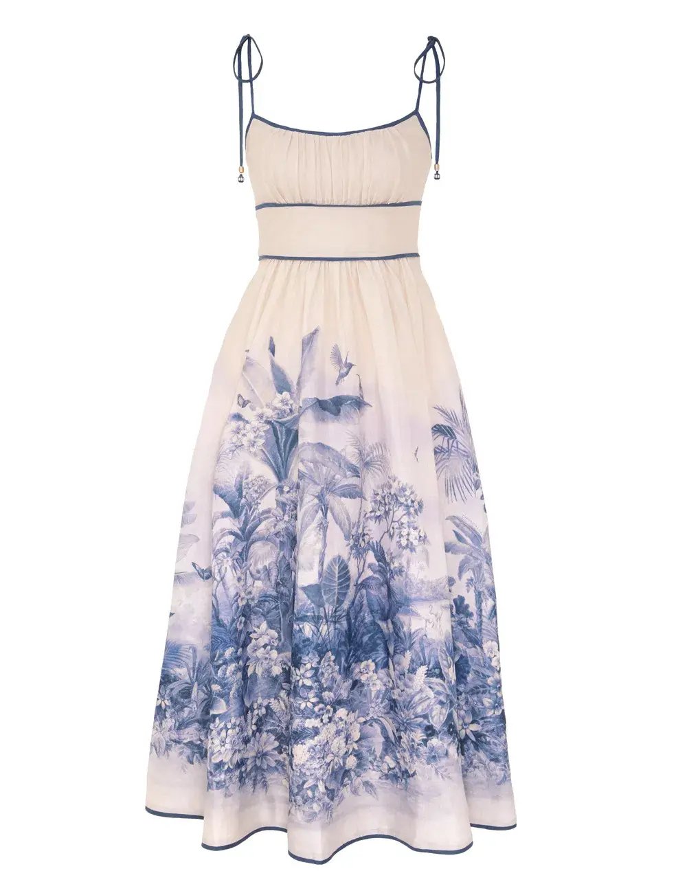 Zimmermann The Wylie Picnic Midi Dress in Blue Palm Size 0 / AU 8 photo 3